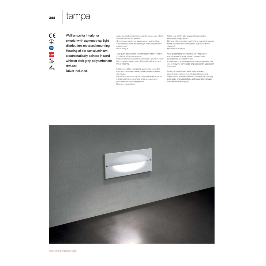 Redo 90009 - LED εξωτερικό φωτιστικό προσανατολισμού TAMPA LED/11W/230V IP54 λευκό