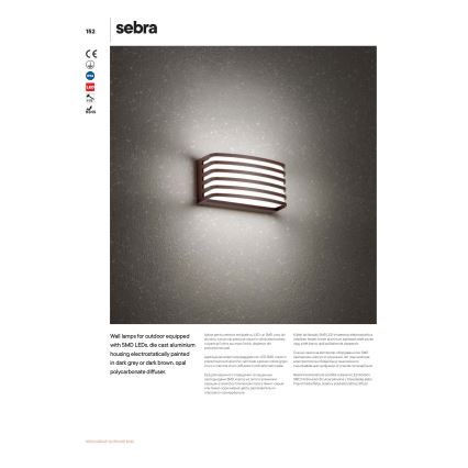 Redo 90038 - Εξωτερικό επιτοίχιο φωτιστικό LED SEBRA LED/15W/230V IP54