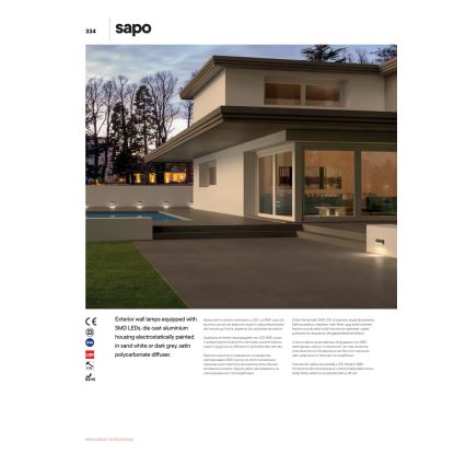 Redo 90070 - LED επιτοίχιο φωτιστικό εξωτερικού χώρου SAPO LED/3W/230V IP65