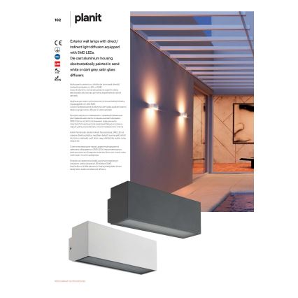 Redo 90096 - LED Εξωτερικό επιτοίχιο φωτιστικό PLANIT LED/10W/230V 3000K IP54 ανθρακί