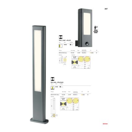 Redo 90125 - Εξωτερικό φωτιστικό LED DOLMEN LED/12,44W/230V IP54 ανθρακί