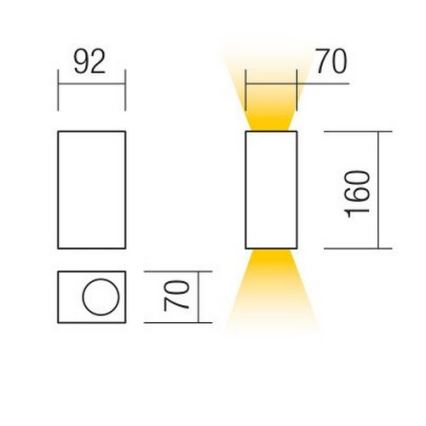 Redo 90152 - Φως τοίχου εξωτερικού χώρου PUNTA 2xGU10/7W/230V IP44