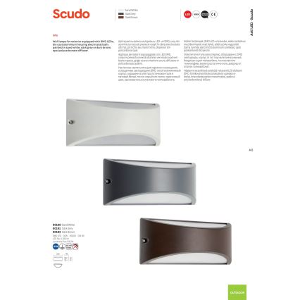 Redo 90191 - Επιτοίχιο φωτιστικό εξωτερικού χώρου LED SCUDO LED/10W/230V 3000K IP54 ανθρακί