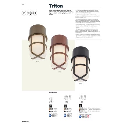 Redo 90193 - Εξωτερικό σποτ φωτιστικό TRITON 1xE27/28W/230V IP54 ορείχαλκος