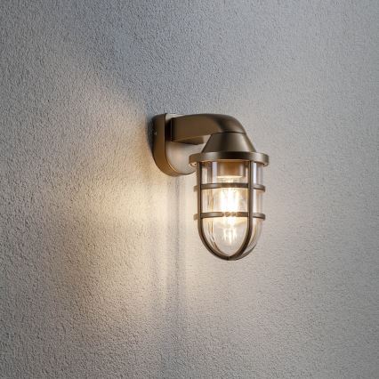 Redo 90205 - Εξωτερικό επιτοίχιο φωτιστικό CAGE 1xE27/28W/230V IP44 ορείχαλκος