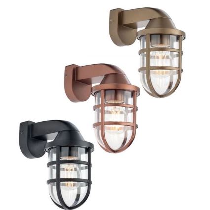 Redo 90205 - Εξωτερικό επιτοίχιο φωτιστικό CAGE 1xE27/28W/230V IP44 ορείχαλκος