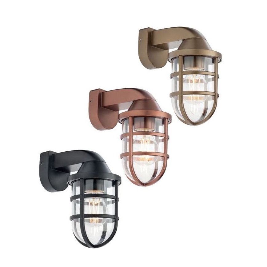 Redo 90205 - Εξωτερικό επιτοίχιο φωτιστικό CAGE 1xE27/28W/230V IP44 ορείχαλκος