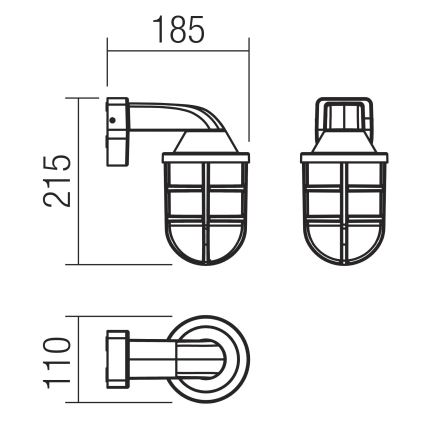 Redo 90207 - Εξωτερικό επιτοίχιο φωτιστικό CAGE 1xE27/28W/230V IP44 μαύρο