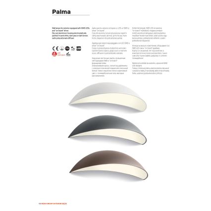 Redo 90235 - LED εξωτερικό φωτιστικό τοίχου PALMA LED/18W/230V 3000K IP54 ανθρακί