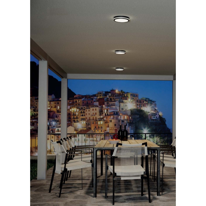 Redo 90290 - Φωτιστικό οροφής εξωτερικού χώρου LED με αισθητήρα ISOLA LED/24W/230V διάμετρος 26 cm 3000/4000/6500K IP54 ανθρακί