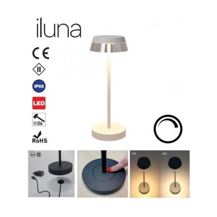 Redo 90306 - Επιτραπέζια λάμπα αφής dimming LED ILUNA LED/2,5W/5V 2700-3000K 3000 mAh IP65 λευκό