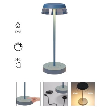 Redo 90310 - Επιτραπέζιο LED φωτιστικό αφής με ρύθμιση φωτεινότητας ILUNA LED/2,5W/5V 2700-3000K 3000 mAh IP65 μπλε