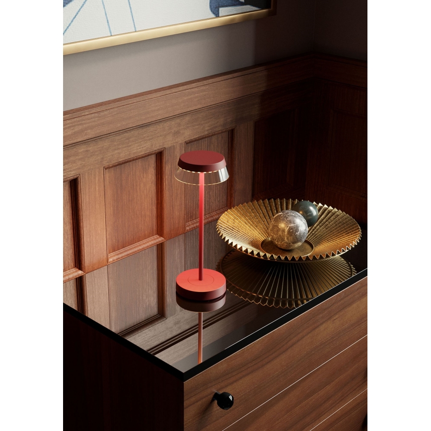 Redo 90311- LED Επιτραπέζιο Φωτιστικό Αφής με Ρύθμιση Φωτεινότητας ILUNA LED/2,5W/5V 2700-3000K 3000 mAh IP65 κόκκινο