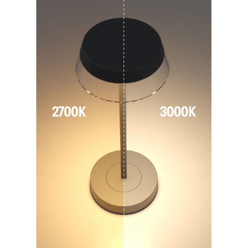 Redo 90312 - Επιτραπέζια λάμπα αφής dimming LED ILUNA LED/2,5W/5V 2700-3000K 3000 mAh IP65 μαύρο