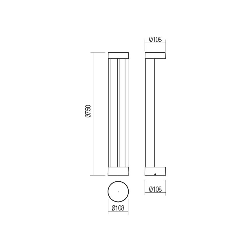 Redo 90365 - LED Εξωτερικό φωτιστικό ZEUS LED/11,5W/230V 3000K 75 cm IP54 ανθρακί