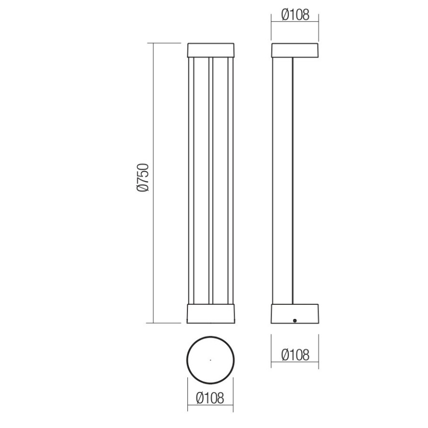Redo 90366 - Εξωτερικό φωτιστικό ZEUS LED/11,5W/230V 3000K 75 cm IP54 καφέ