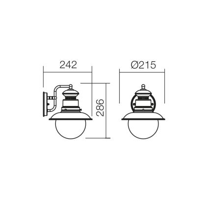 Redo 9045 - Φως τοίχου εξωτερικού χώρου SCOTT 1xE27/42W/230V IP44