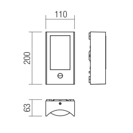 Redo 90486 - LED Φωτιστικό τοίχου εξωτερικού χώρου με αισθητήρα WARP LED/8W/230V 3000K IP44 ανθρακί