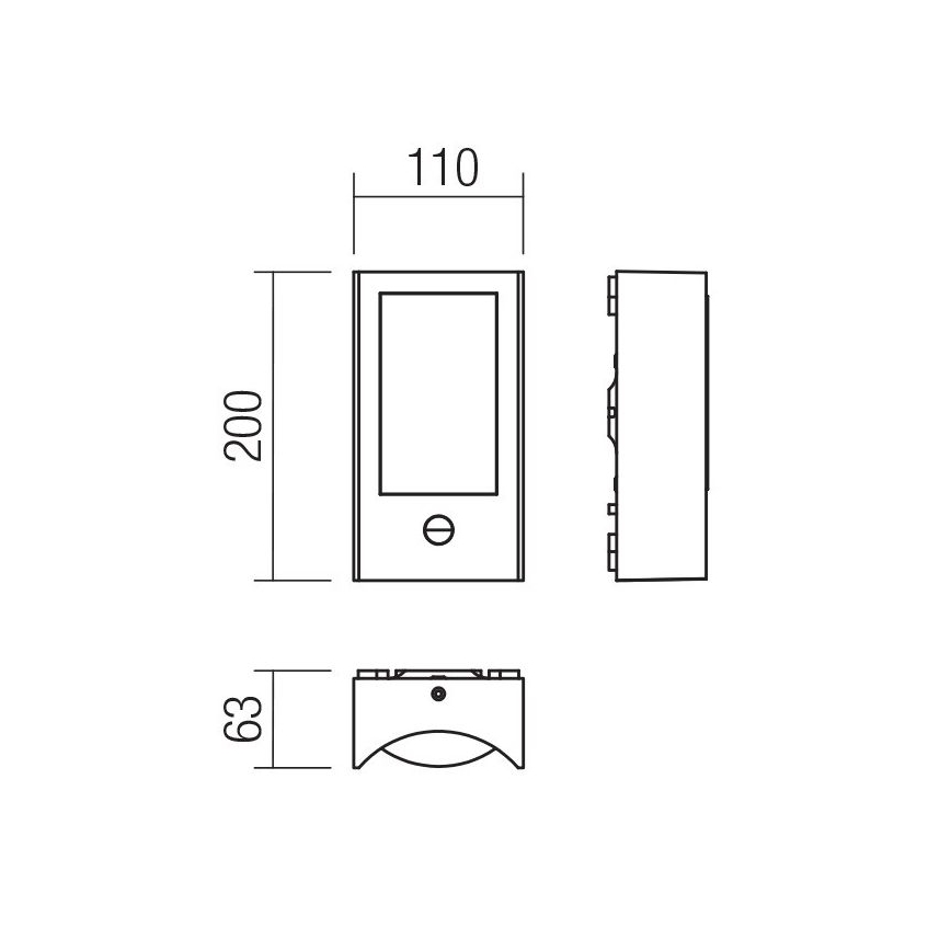 Redo 90486 - LED Φωτιστικό τοίχου εξωτερικού χώρου με αισθητήρα WARP LED/8W/230V 3000K IP44 ανθρακί