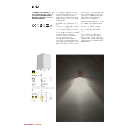 Redo 90528 - Εξωτερικό επιτοίχιο φωτιστικό BRIO LED/6W/230V 3000K IP54 καφέ