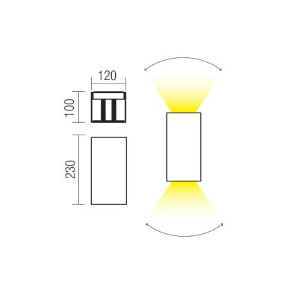 Redo 90554 - Επιτοίχιο εξωτερικό φωτιστικό LED VARY 2xLED/10W/230V 3000K IP54 καφέ