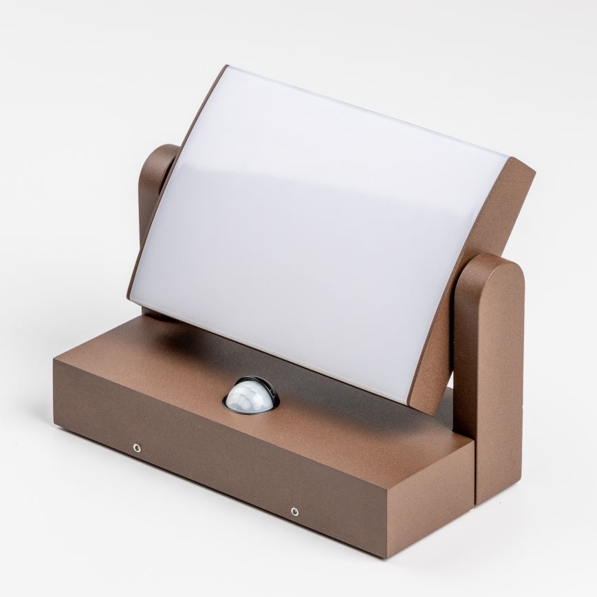 Redo 90588 - LED εξωτερικό επιτοίχιο φωτιστικό με αισθητήρα FLIP LED/20W/230V 3000K CRI 90 IP54 καφέ