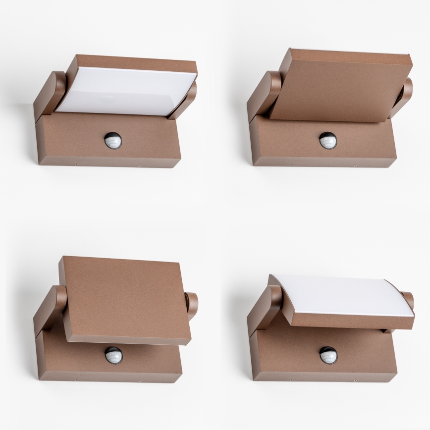 Redo 90588 - LED εξωτερικό επιτοίχιο φωτιστικό με αισθητήρα FLIP LED/20W/230V 3000K CRI 90 IP54 καφέ