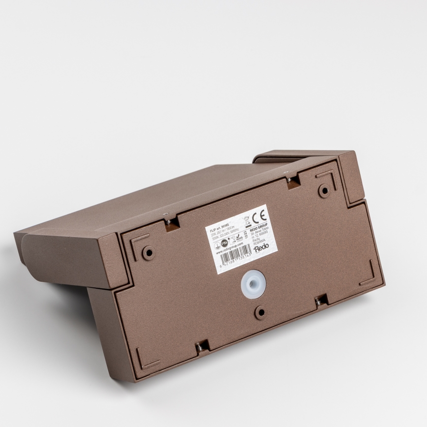 Redo 90588 - LED εξωτερικό επιτοίχιο φωτιστικό με αισθητήρα FLIP LED/20W/230V 3000K CRI 90 IP54 καφέ