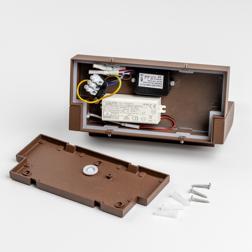 Redo 90588 - LED εξωτερικό επιτοίχιο φωτιστικό με αισθητήρα FLIP LED/20W/230V 3000K CRI 90 IP54 καφέ