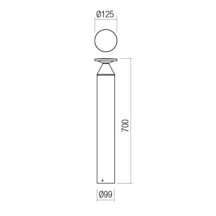 Redo 90591 - Φωτιστικό εξωτερικού χώρου LED BIRO LED/12W/230V 3000K 70 cm CRI 90 IP65 ανθρακί