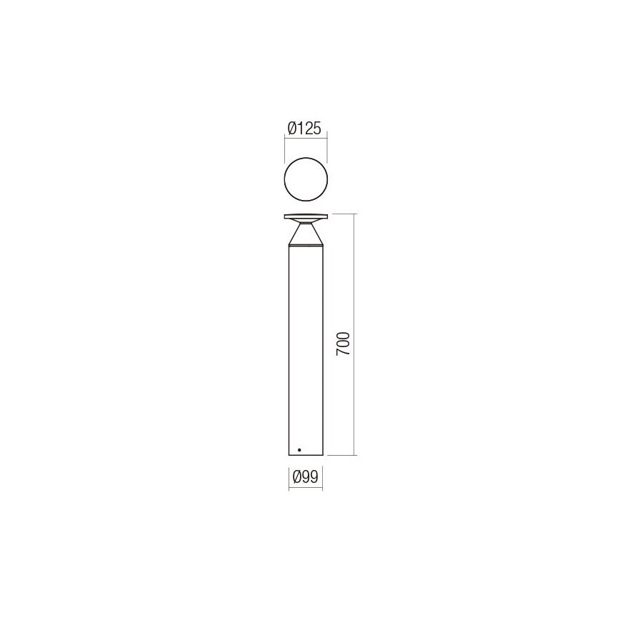 Redo 90591 - Φωτιστικό εξωτερικού χώρου LED BIRO LED/12W/230V 3000K 70 cm CRI 90 IP65 ανθρακί