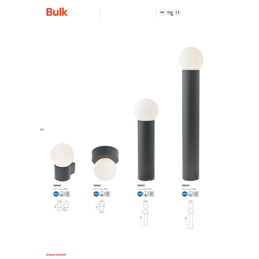 Redo 90641 - Φωτιστικό οροφής εξωτερικού χώρου BULK 1xE27/28W/230V IP44 ανθρακί