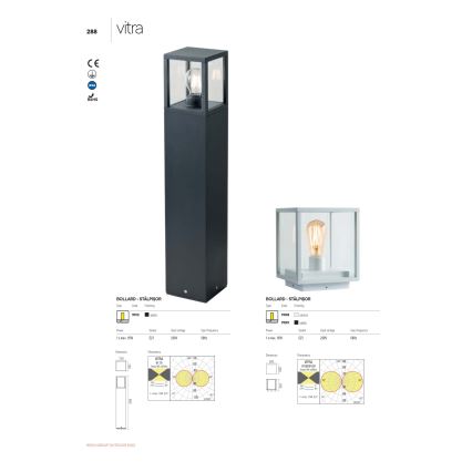 Redo 9109 - Εξωτερικό φωτιστικό VITRA 1xE27/15W/230V IP54 μαύρο