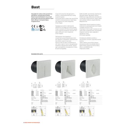 Redo 91199 - LED εξωτερικό φωτιστικό προσανατολισμού BAST LED/2,5W/230V 3000K CRI 90 IP65 γκρι