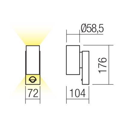 Redo 9453 - LED Φωτιστικό τοίχου εξωτερικού χώρου με αισθητήρα VINCE 2xLED/3W/230V IP54 ανθρακί