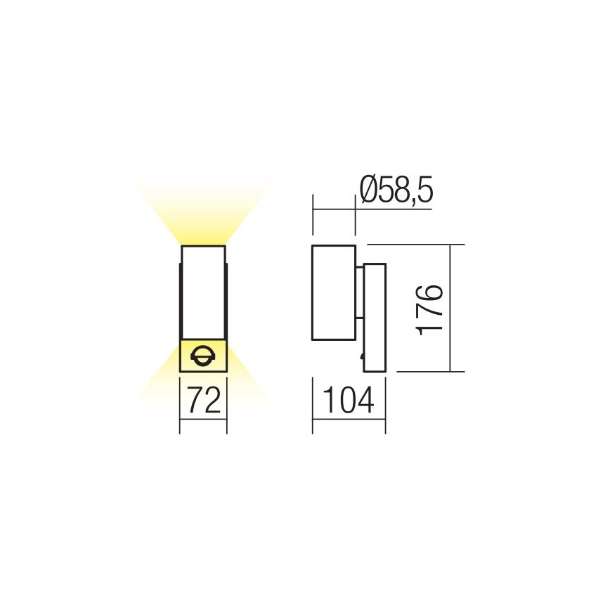 Redo 9453 - LED Φωτιστικό τοίχου εξωτερικού χώρου με αισθητήρα VINCE 2xLED/3W/230V IP54 ανθρακί