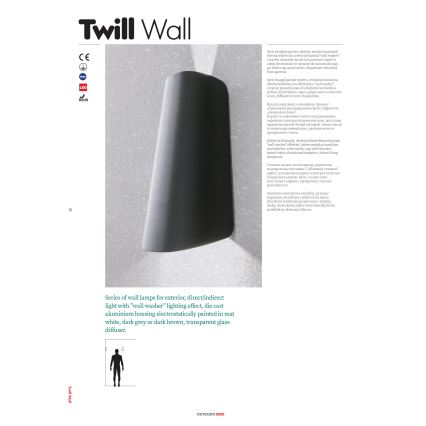 Redo 9536 - Επιτοίχιο φωτιστικό εξωτερικού χώρου TWILL LED/11W/230V IP65