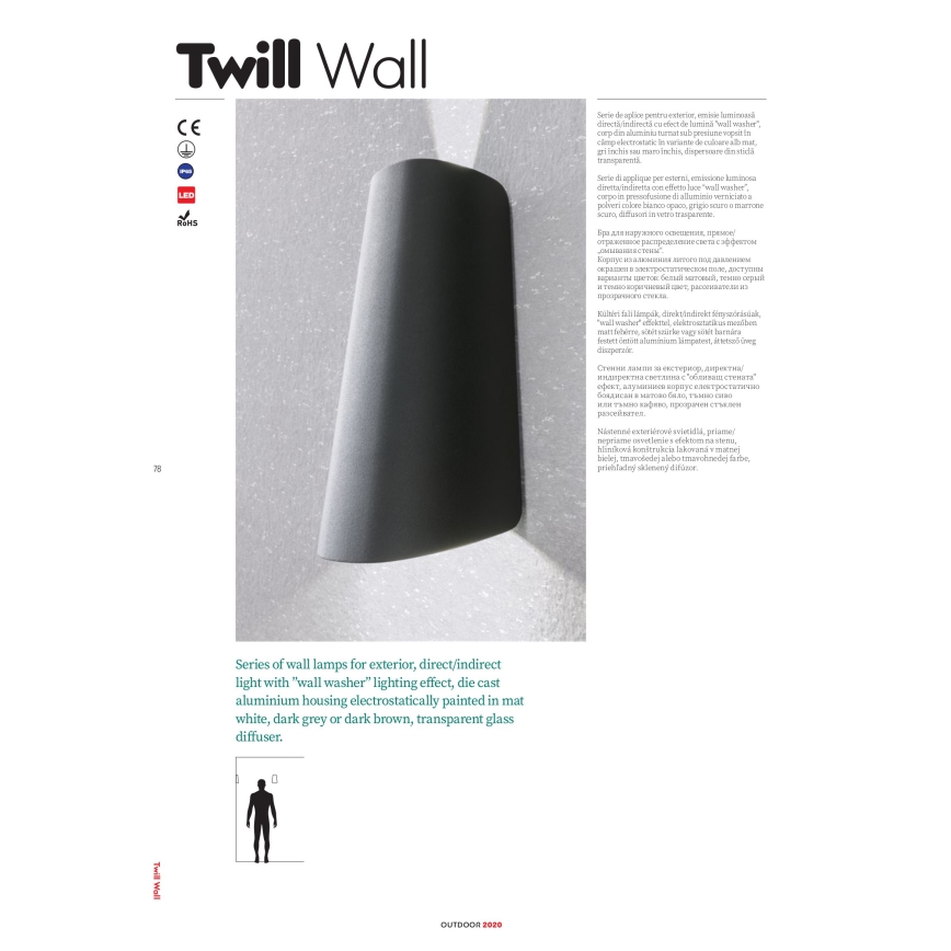 Redo 9536 - Επιτοίχιο φωτιστικό εξωτερικού χώρου TWILL LED/11W/230V IP65