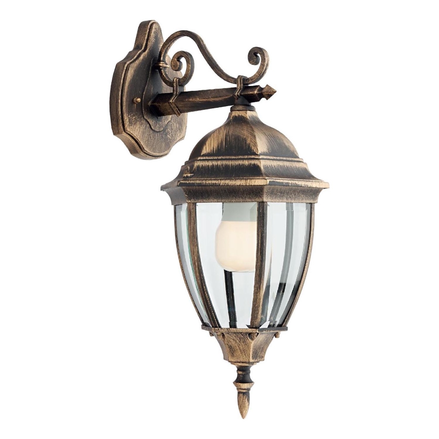 Redo 9605 - Φωτιστικό τοίχου εξωτερικού χώρου SEVILLA 1xE27/42W/230V IP44 χρυσό/πατίνα