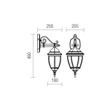 Redo 9605 - Φωτιστικό τοίχου εξωτερικού χώρου SEVILLA 1xE27/42W/230V IP44 χρυσό/πατίνα