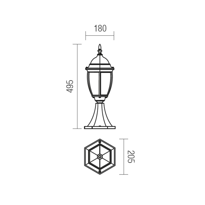 Redo 9606 - Λάμπα εξωτερικού χώρου SEVILLA 1xE27/42W/230V IP44 χρυσό/πατίνα