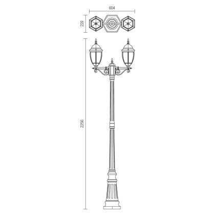 Redo 9609 - Λάμπα εξωτερικού χώρου SEVILLA 2xE27/42W/230V IP44 χρυσό/πατίνα