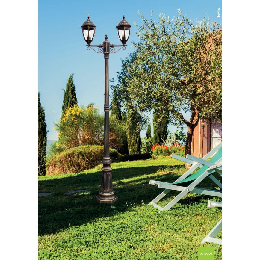 Redo 9609 - Λάμπα εξωτερικού χώρου SEVILLA 2xE27/42W/230V IP44 χρυσό/πατίνα