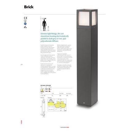 Redo 9644 - Λάμπα εξωτερικού χώρου BRICK 1xE27/23W/230V IP54