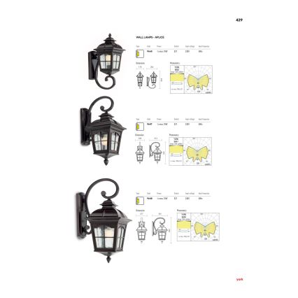 Redo 9648 - Εξωτερικό επιτοίχιο φωτιστικό YORK 1xE27/70W/230V IP44 καφέ