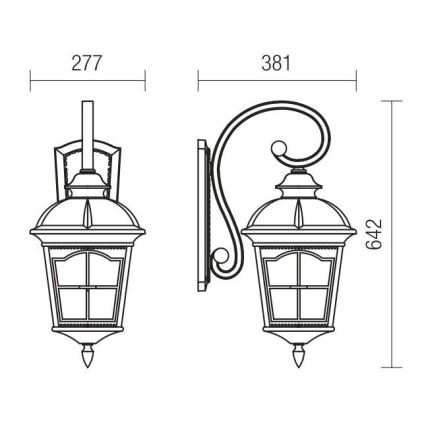 Redo 9648 - Εξωτερικό επιτοίχιο φωτιστικό YORK 1xE27/70W/230V IP44 καφέ