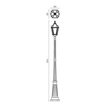 Redo 9662 - Φωτιστικό εξωτερικού χώρου ESSEN 1xE27/70W/230V 221,5 cm IP44 καφέ/πατίνα