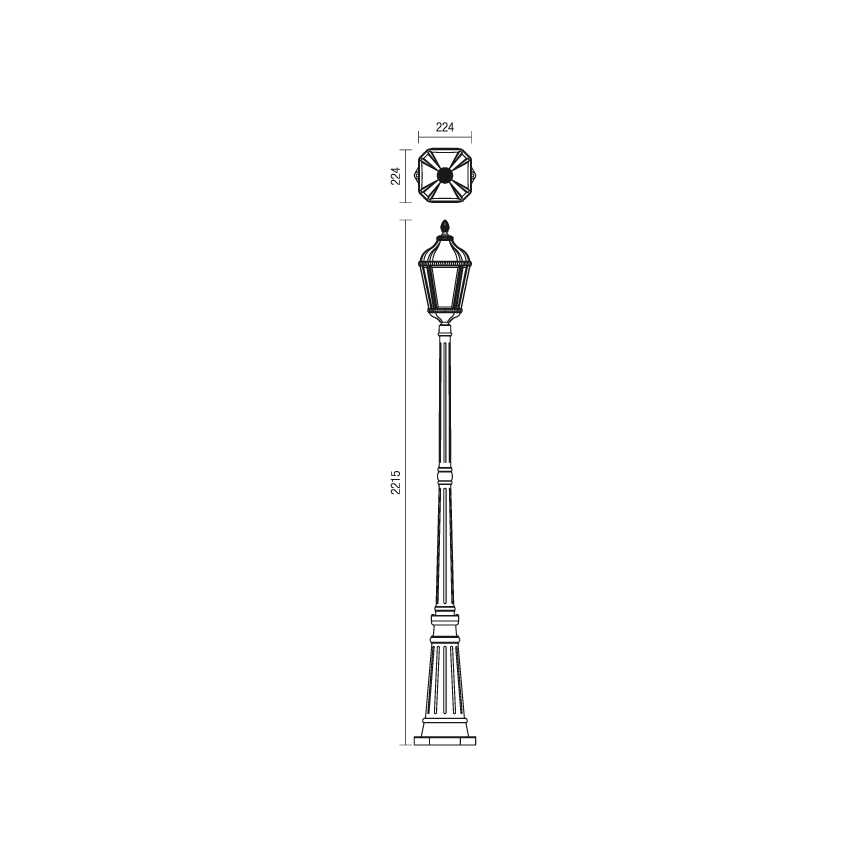 Redo 9662 - Φωτιστικό εξωτερικού χώρου ESSEN 1xE27/70W/230V 221,5 cm IP44 καφέ/πατίνα