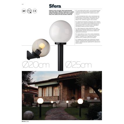 Redo 9775 - Εξωτερικό φωτιστικό SFERA 1xE27/42W/230V IP44 25x38cm λευκό
