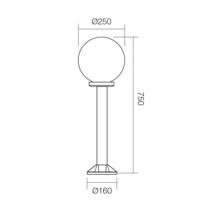 Redo 9779 - Λάμπα εξωτερικού χώρου SFERA 1xE27/42W/230V IP44 25x75 cm καφέ